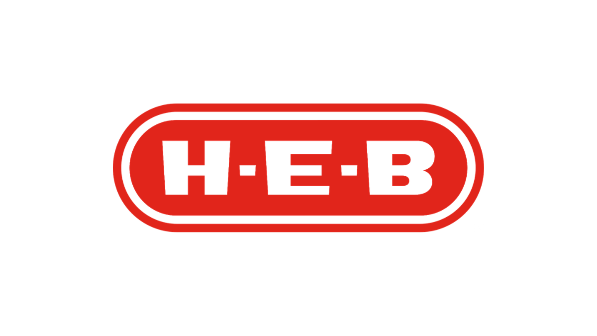 H-E-B grocery store logo: white letters on a red rounded rectangle background